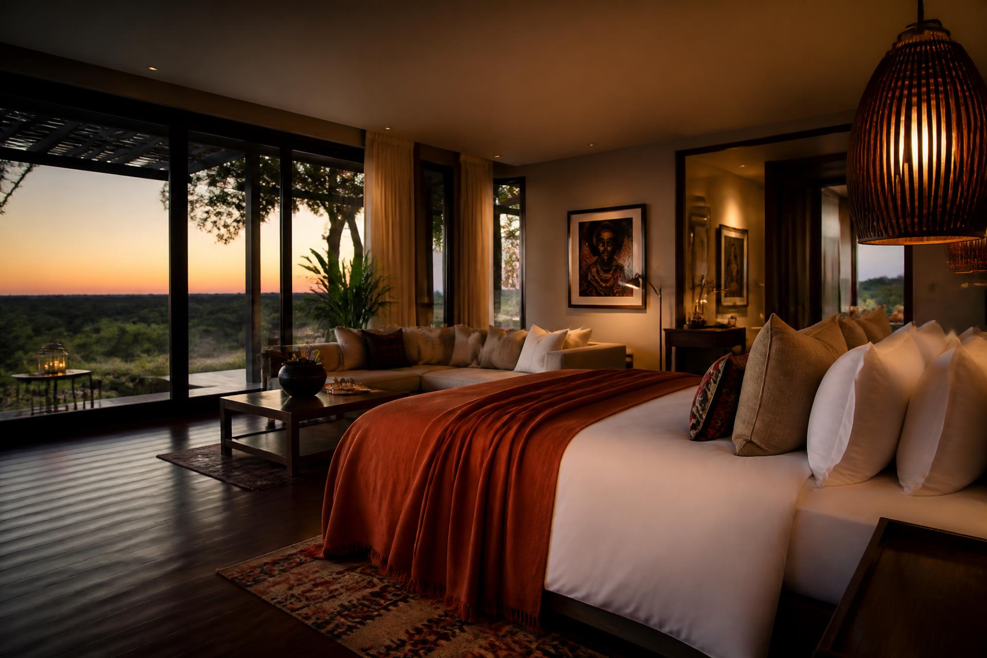 Sunset view of a luxury hotel suite at LAWRENCE LIZ VILLE APARTMENT AND HOTEL, a luxury hotel in Awoyaya, Ibeju-Lekki, Lagos